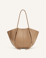 YARI Camel Vegan Leather Oversized Tote Bag