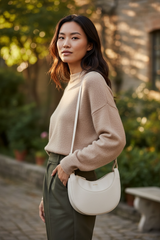 Ivory Muse Crescent Shoulder Bag