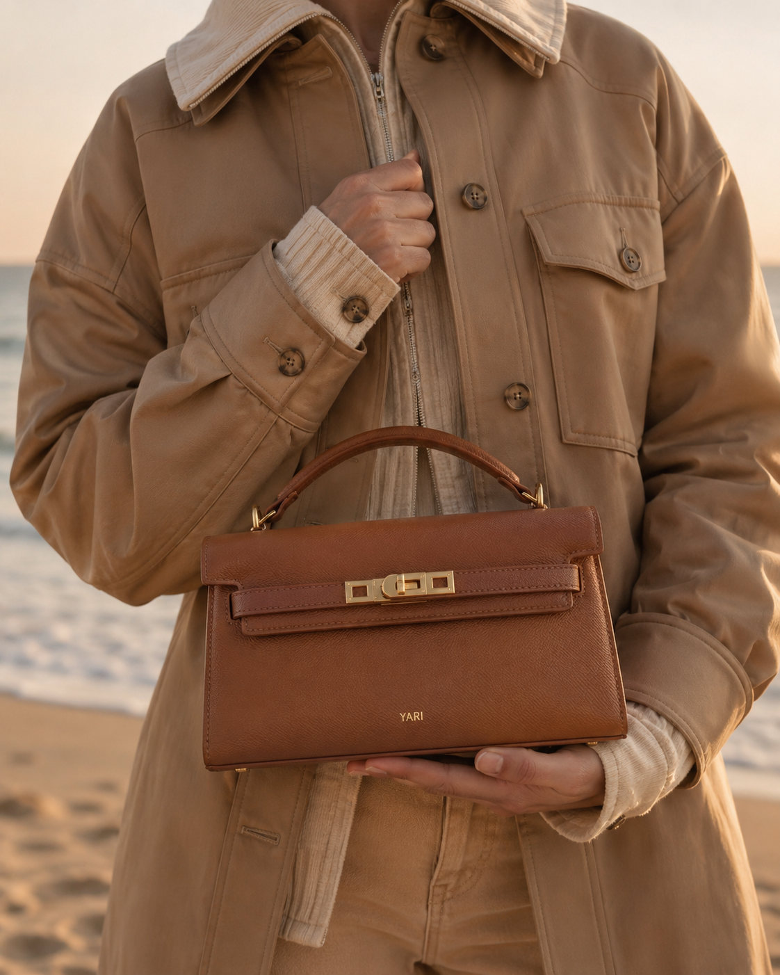 YARI Kelly Boxy Top-Handle Bag – Cognac Tan