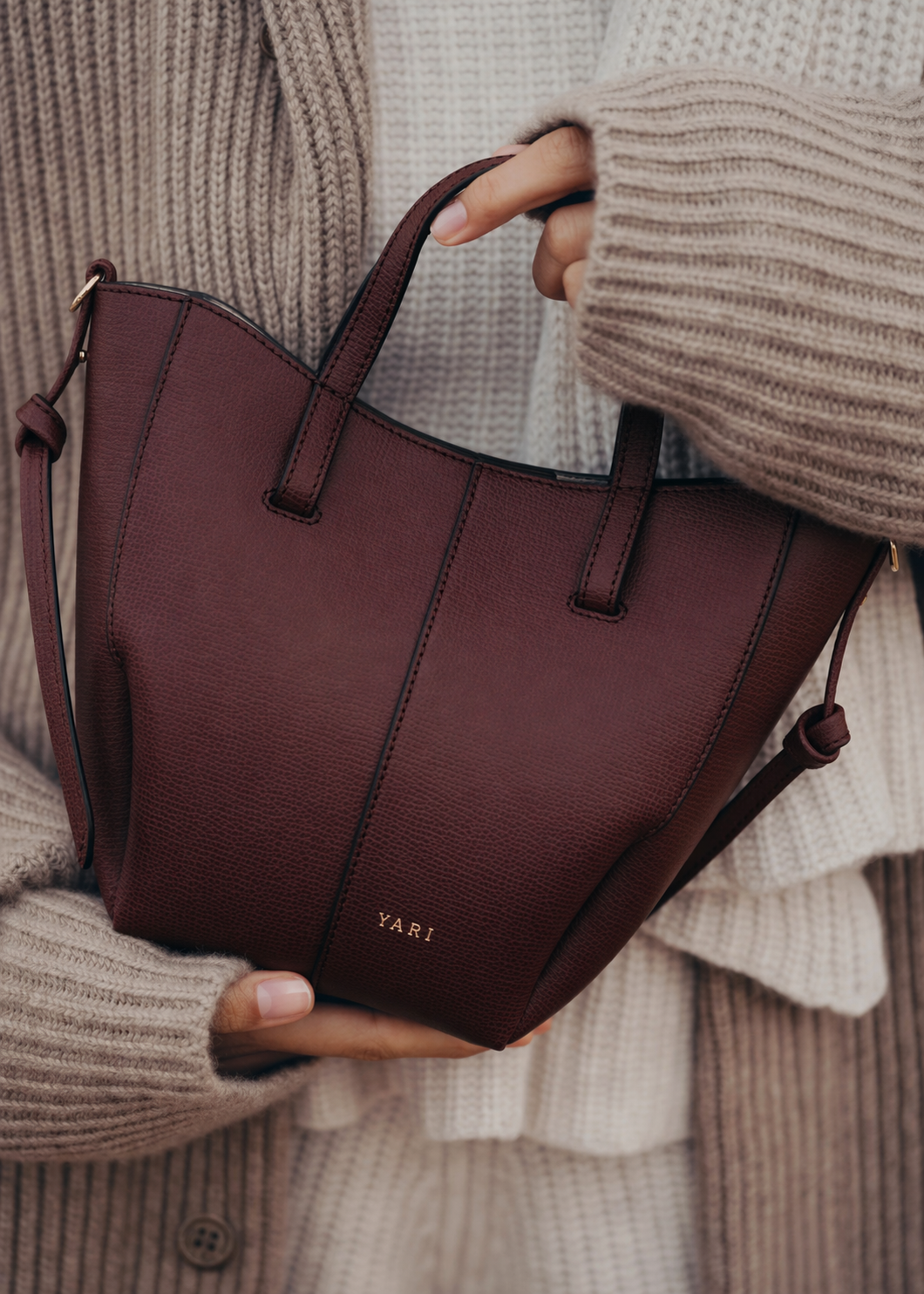 Elegant Structured Mini Shopper Handbag with Top Handles, Adjustable Crossbody Strap, Gold Hardware & Sophisticated Everyday Designer Style