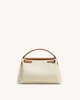 YARI Classic Top-Handle Bag – Ivory Canvas & Tan