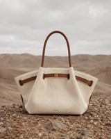 YARI Structured Tote Bag – Ivory & Tan