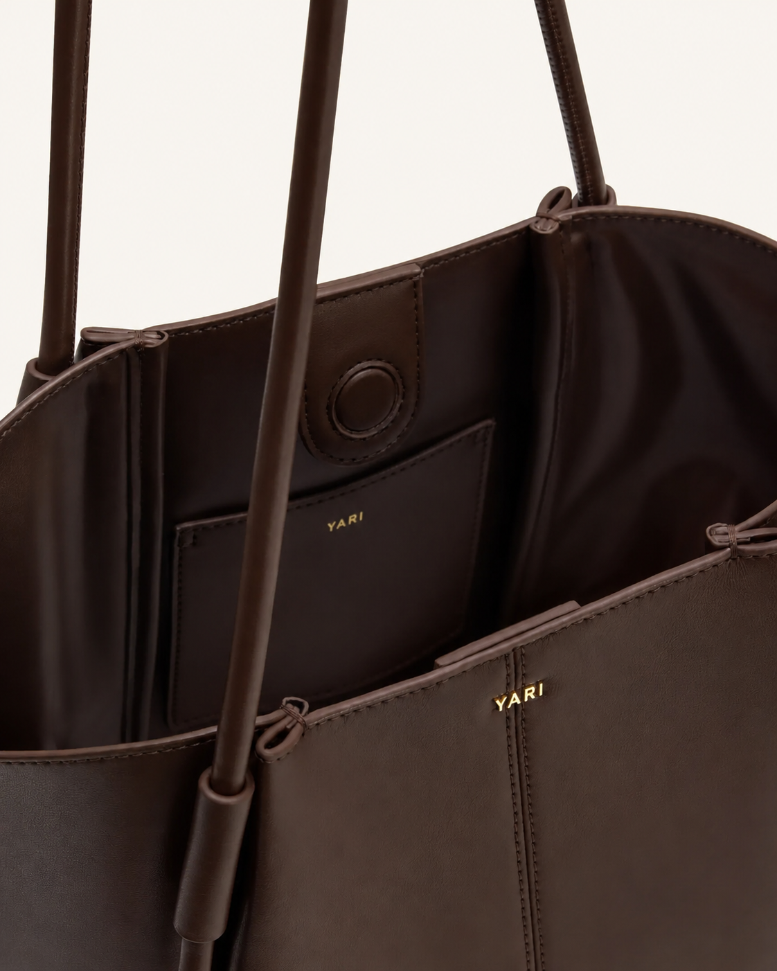 YARI Dark Chocolate Vegan Leather Oversized Tote Bag