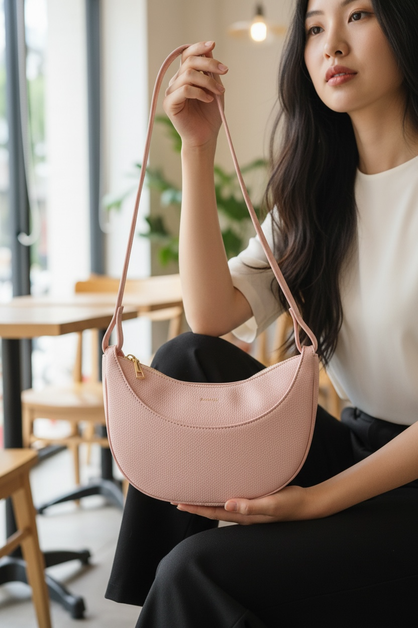 Blush Belle Crescent Shoulder Bag
