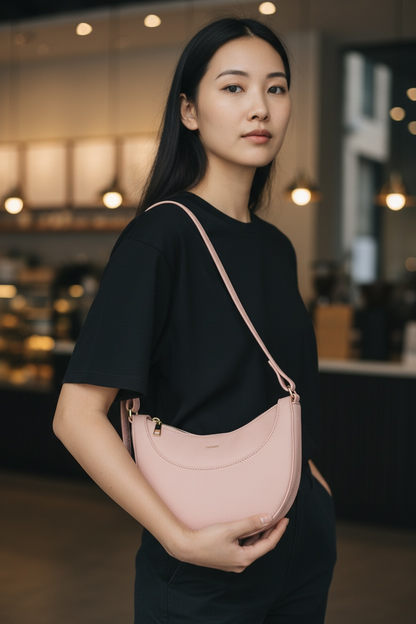 Blush Belle Crescent Shoulder Bag