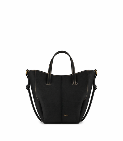 Structured Top Handle Crossbody Handbag with Adjustable Shoulder Strap, Contrast Stitching, Gold Hardware & Elegant Everyday Designer Purse