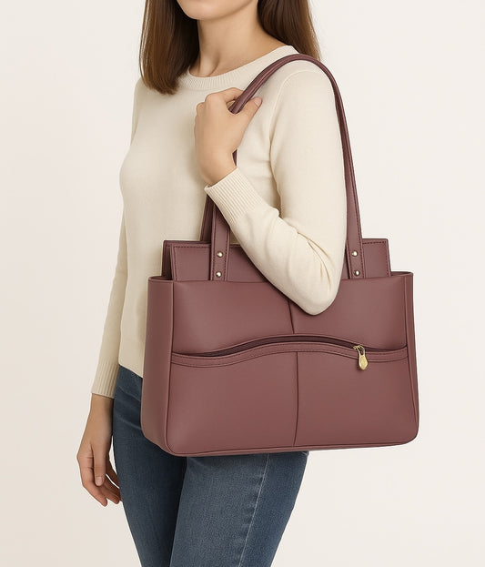 Purple Pu Tote Bag For Women