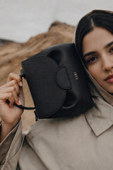 Midnight Luxe Mini Leather Top Handle Crossbody Bag in Black with Structured Silhouette for Elegant Everyday and Travel Style