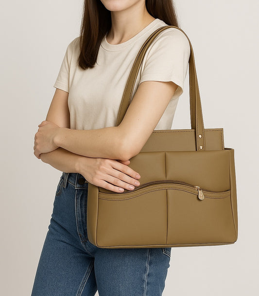 Brown Pu Tote Bag For Women