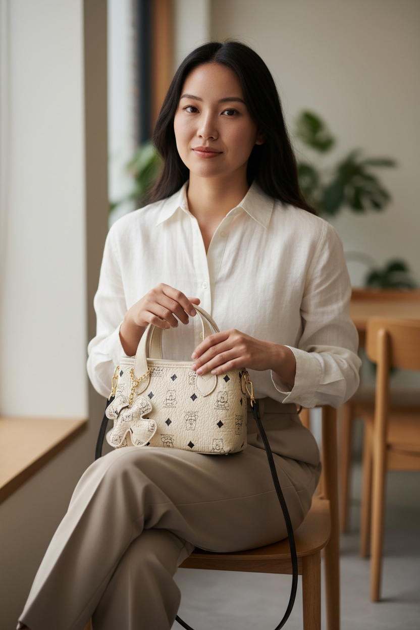 Ivory Teddy Monogram Mini Satchel