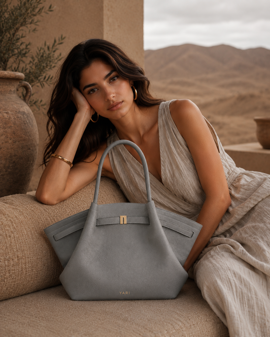 YARI Structured Tote Bag – Slate Grey