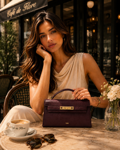 YARI Kelly Boxy Top-Handle Bag – Dark Plum