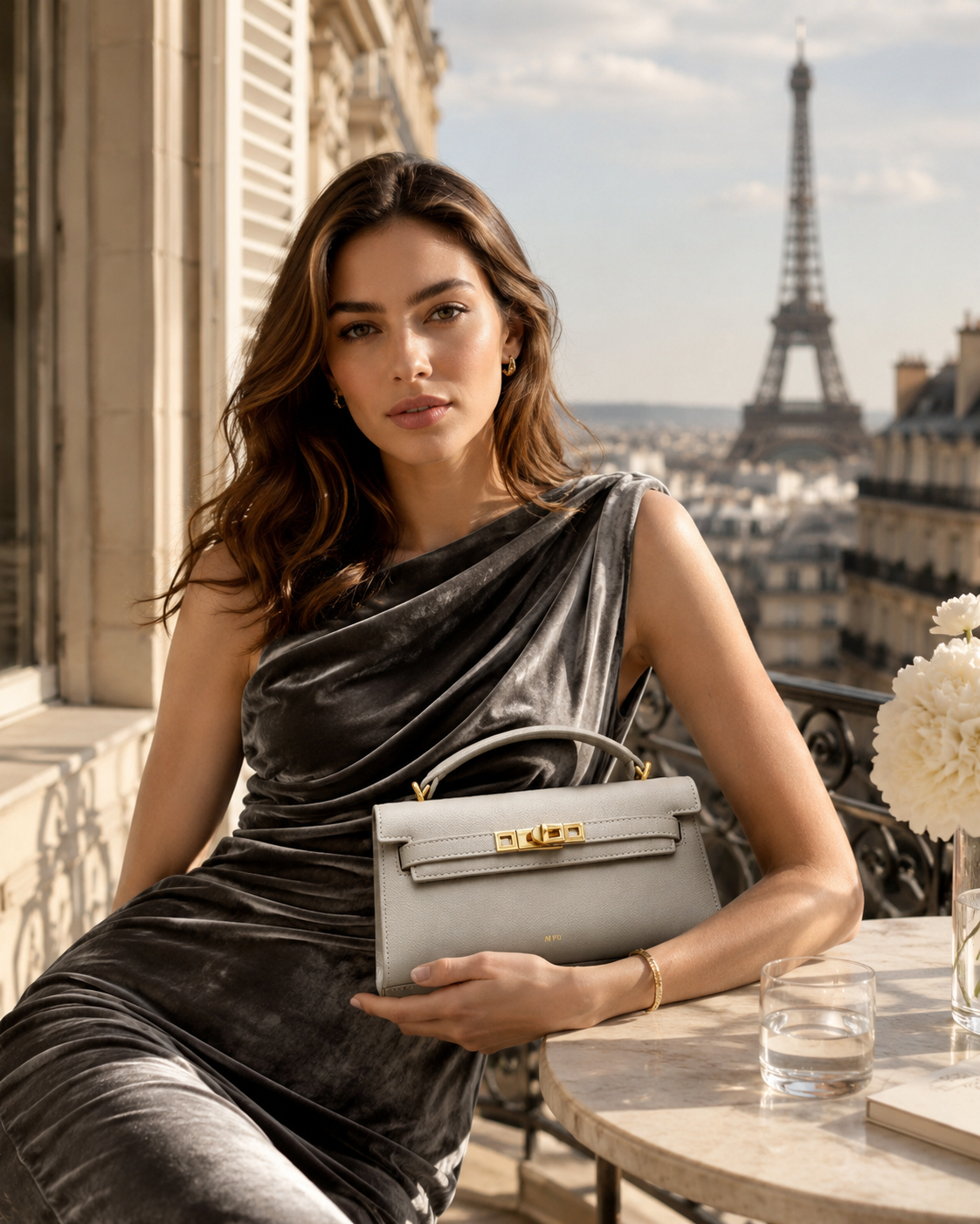 YARI Kelly Boxy Top-Handle Bag – Stone Grey