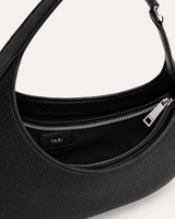 YARI Black Pebbled Leather Crescent Shoulder Bag