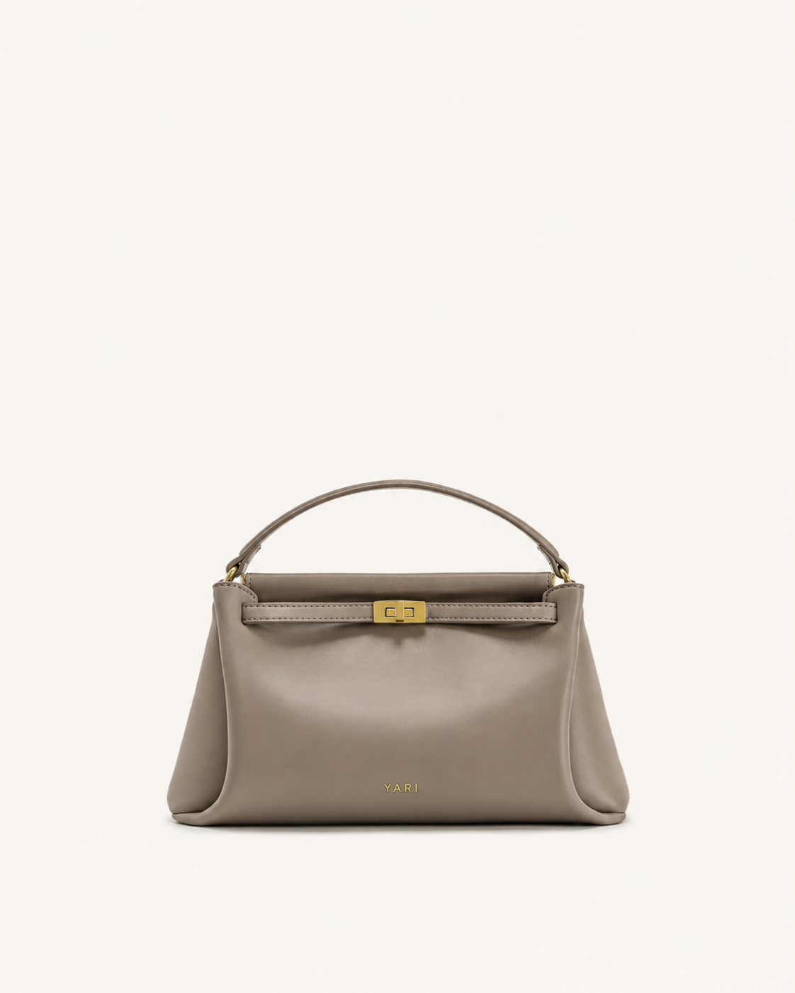 YARI Taupe Leather Top Handle Bag