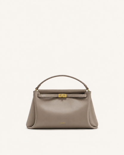 YARI Taupe Leather Top Handle Bag