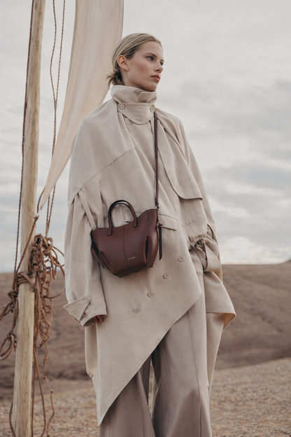 Elegant Structured Mini Shopper Handbag with Top Handles, Adjustable Crossbody Strap, Gold Hardware & Sophisticated Everyday Designer Style