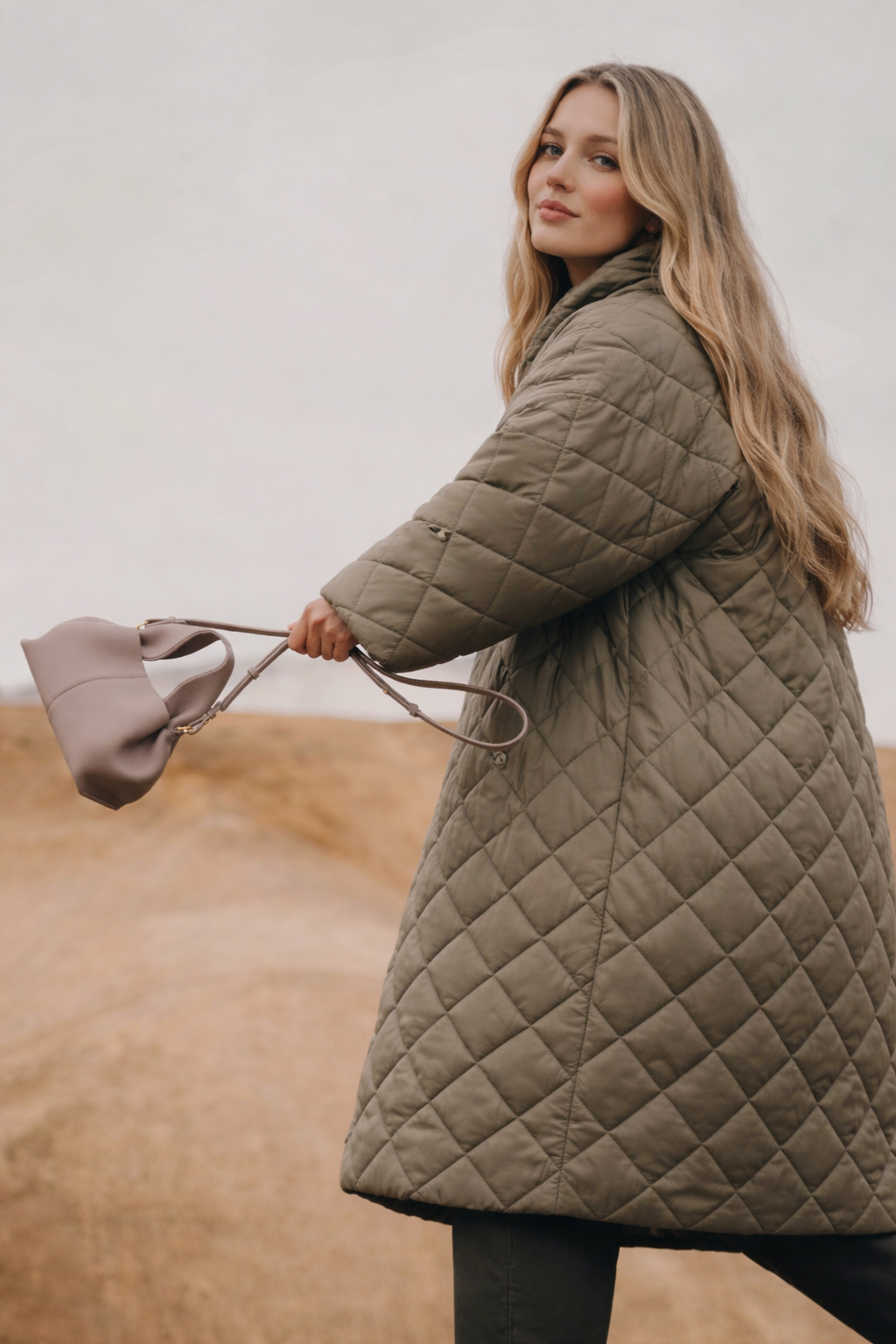 Elegant Soft-Structured Pebbled Leather Shoulder Handbag in Taupe Gray with Sculpted Silhouette, Minimalist Design, and Everyday Luxe Carryall Appeal