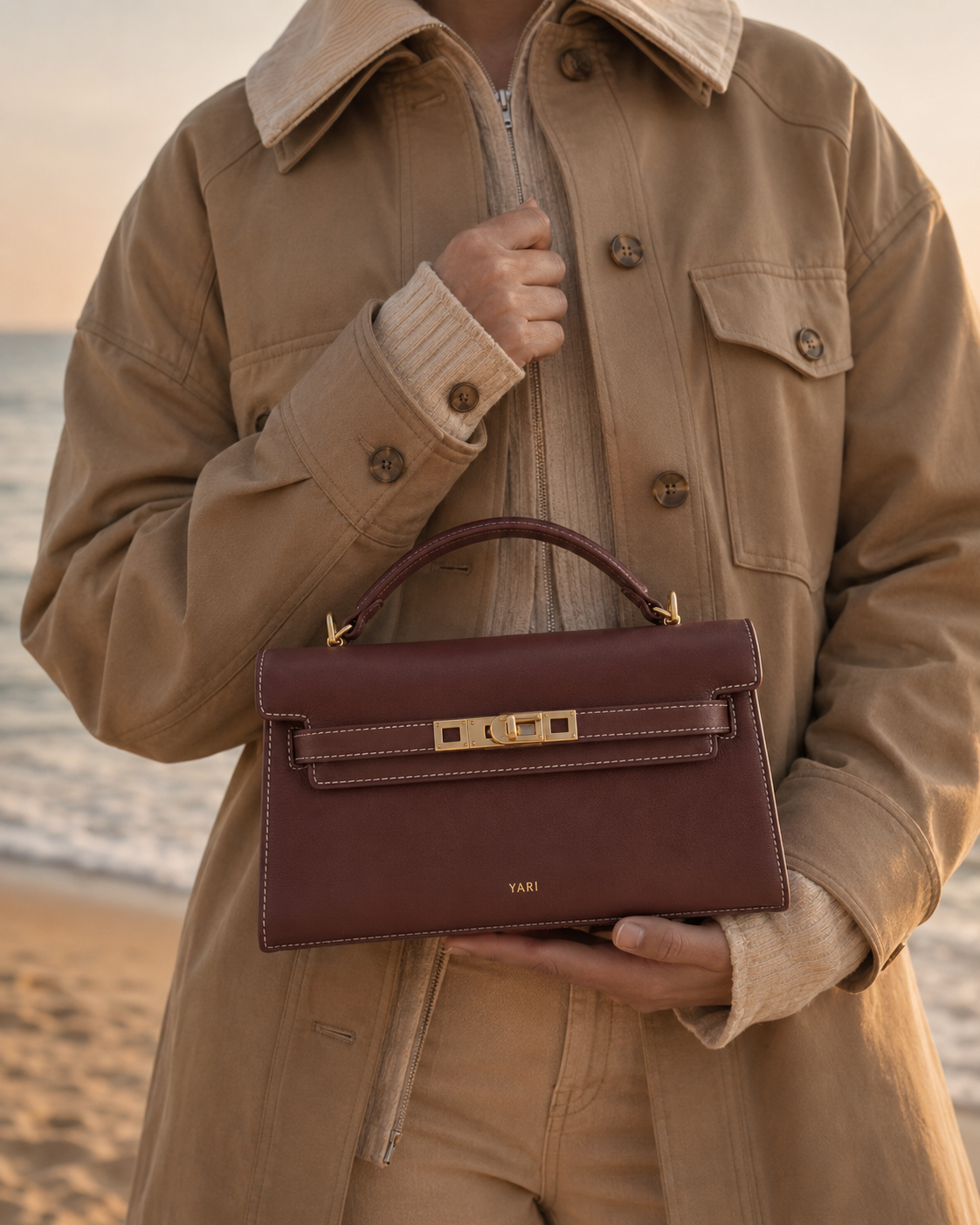 YARI Kelly Boxy Top-Handle Bag – Dark Oxblood