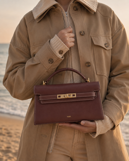 YARI Kelly Boxy Top-Handle Bag – Dark Oxblood