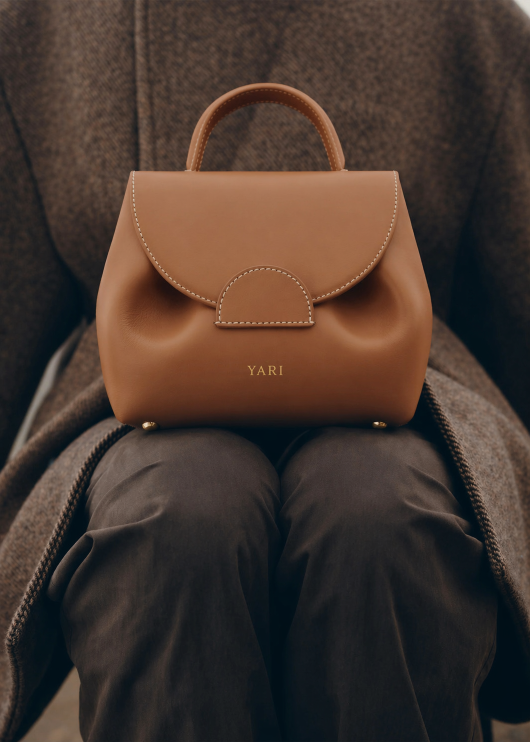 Amber Luxe Mini Leather Top Handle Crossbody Bag in Warm Tan with Structured Silhouette for Elegant Everyday and Travel Style