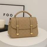 Premium Beige Textured Handbag with Gold Accents