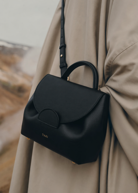 Midnight Luxe Mini Leather Top Handle Crossbody Bag in Black with Structured Silhouette for Elegant Everyday and Travel Style