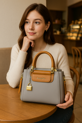 Luxury Designer Tote with Shoulder Strap & Lock Charm