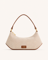 YARI Cream Canvas Shoulder Bag with Brown Leather Trim