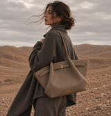 YARI Stone Structured Tote Bag with Gold Turn-Lock Clasp