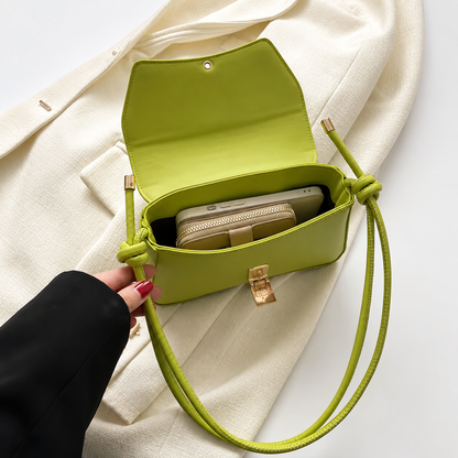 Olive Green Vegan Leather Knot Handle Hand Bag