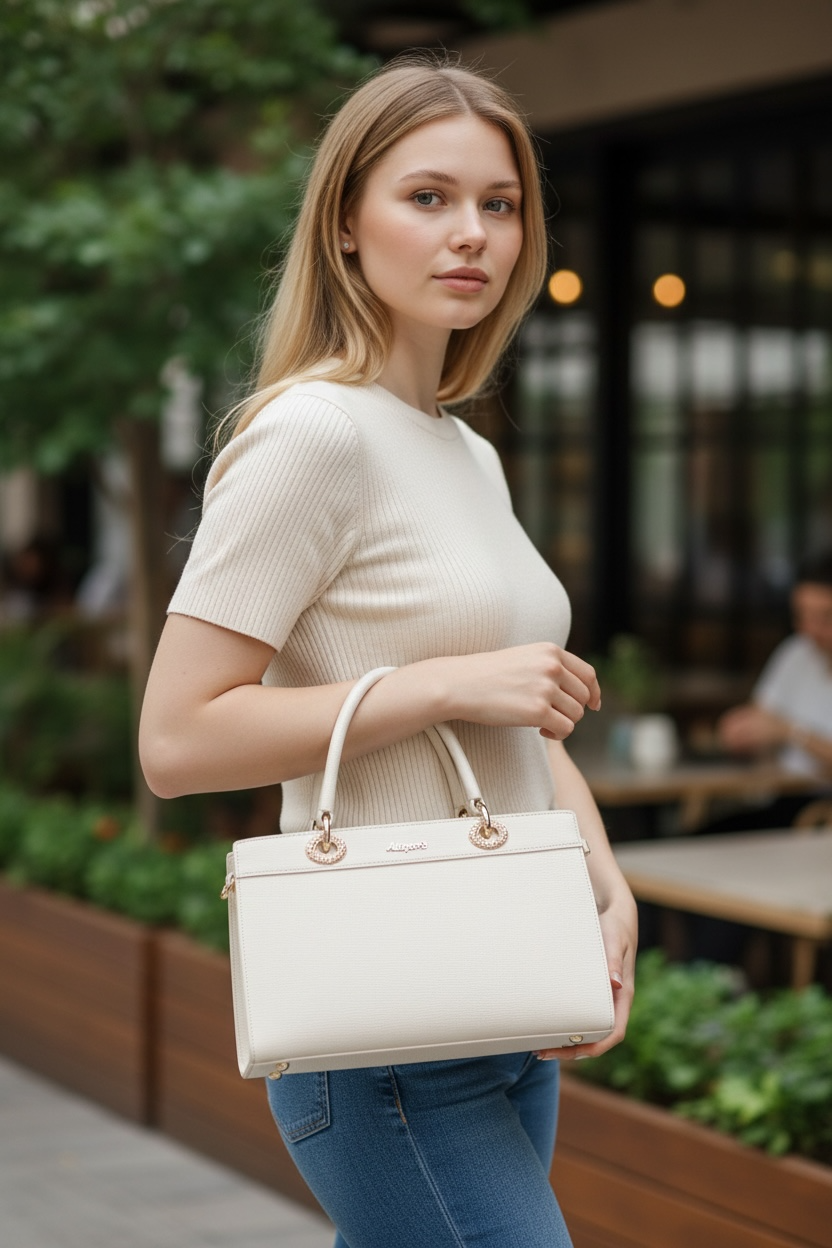 YARI Ivory Classic Structured Handbag