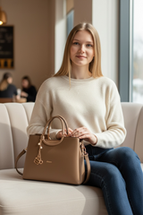 YARI Taupe Luxe Top Handle Satchel