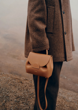 Amber Luxe Mini Leather Top Handle Crossbody Bag in Warm Tan with Structured Silhouette for Elegant Everyday and Travel Style