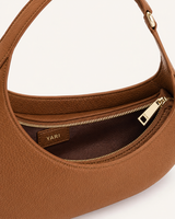 YARI Tan Leather Crescent Shoulder Bag