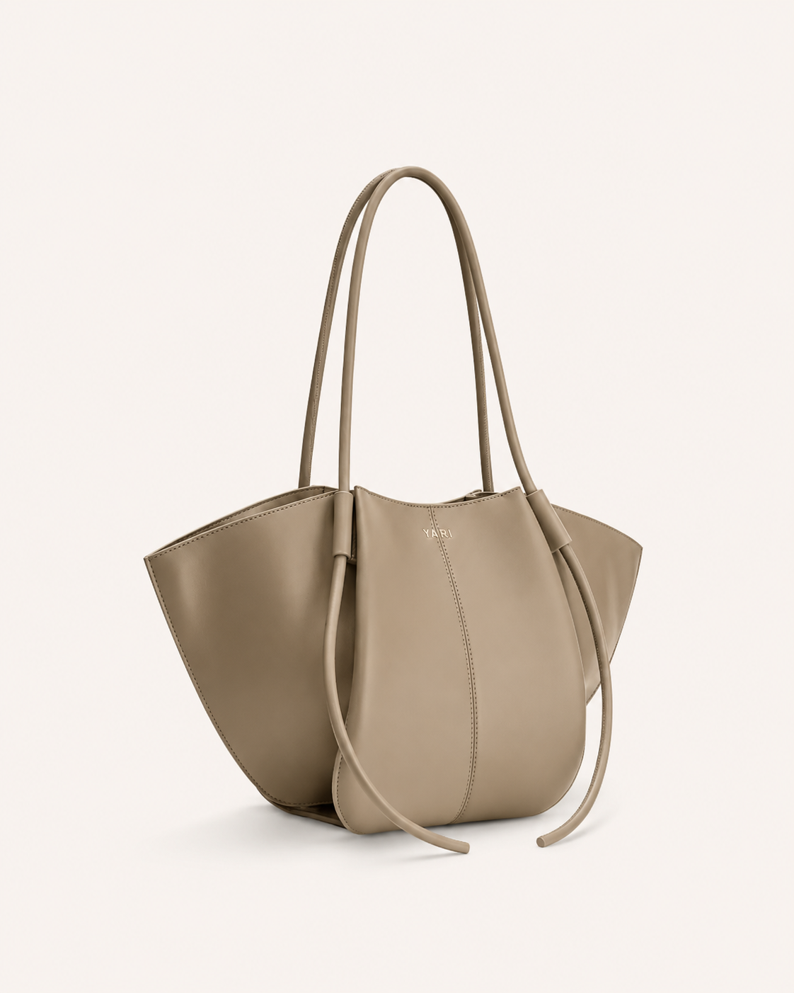 YARI Taupe Vegan Leather Oversized Tote Bag