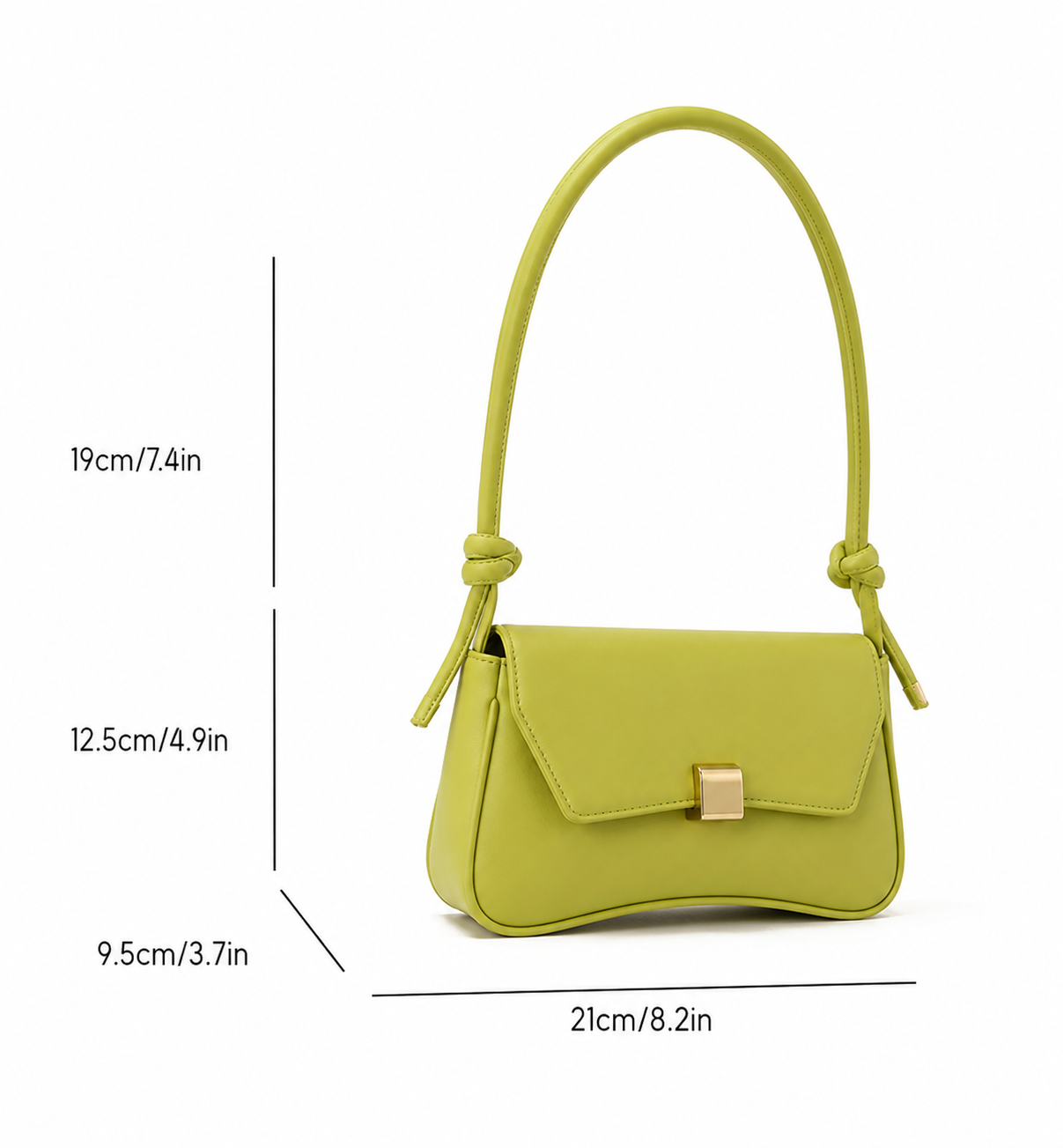 Olive Green Vegan Leather Knot Handle Hand Bag
