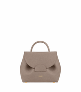 Arctic Elegance Mini Leather Top Handle Crossbody Bag in Taupe for Winter Travel and Everyday Chic Style