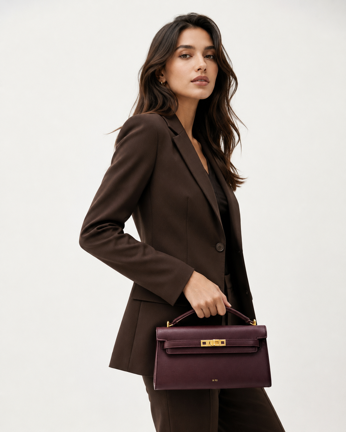 YARI Kelly Boxy Top-Handle Bag – Dark Plum