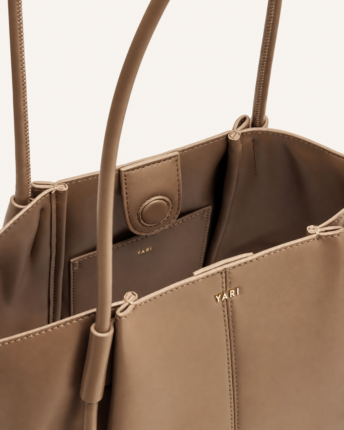 YARI Camel Vegan Leather Oversized Tote Bag