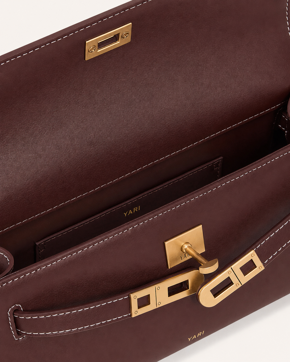 YARI Kelly Boxy Top-Handle Bag – Dark Oxblood
