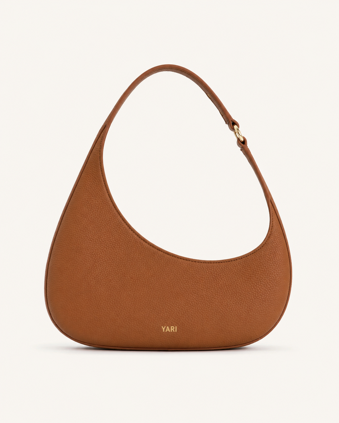 YARI Tan Leather Crescent Shoulder Bag