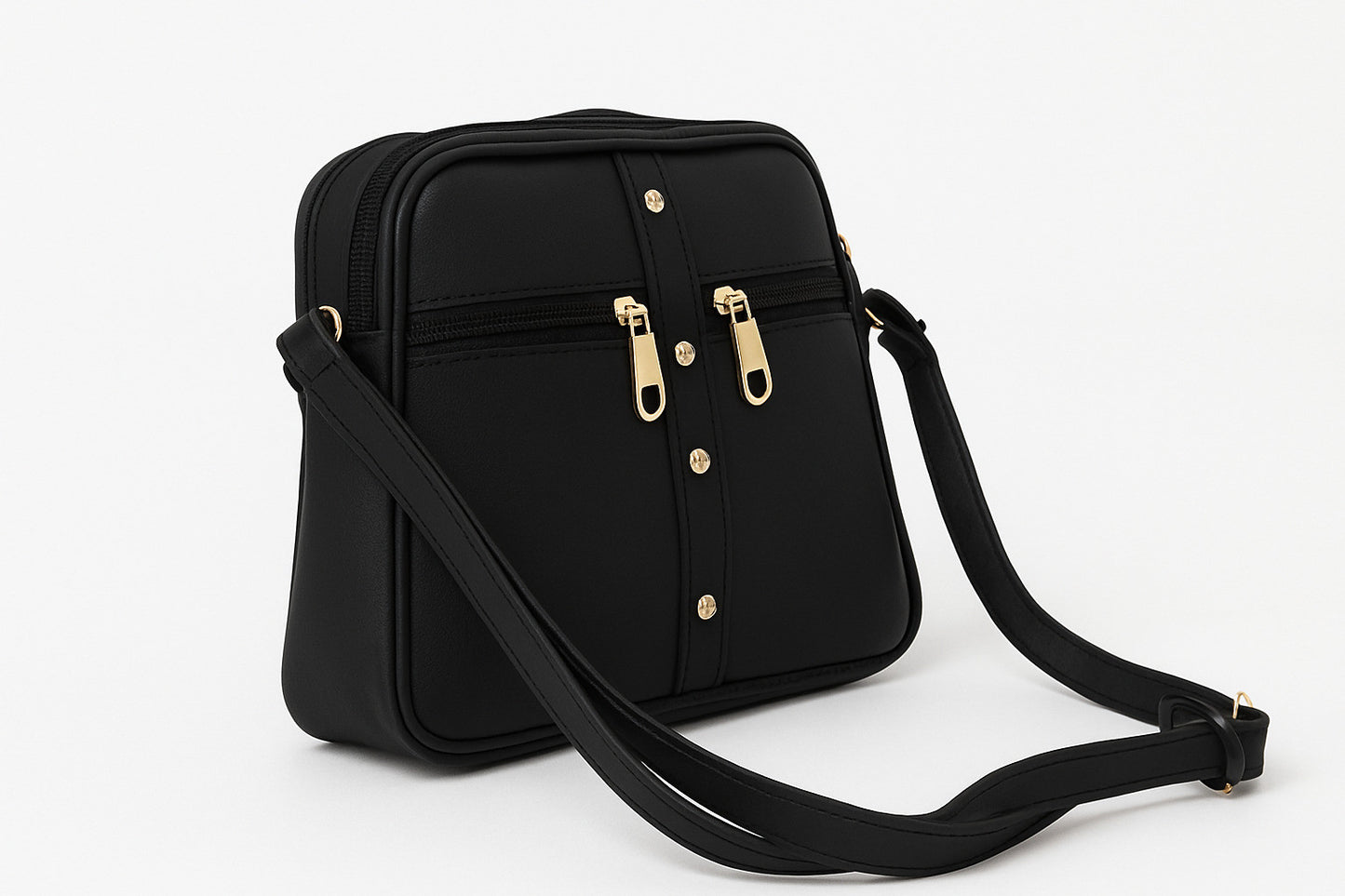 Black Genuine Leather Sling Bag For Women