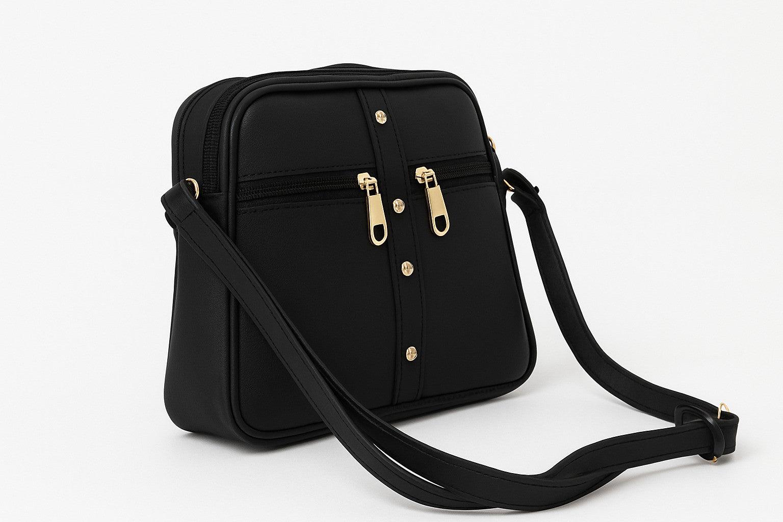 Black Genuine Leather Sling Bag For Women