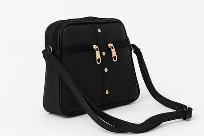 Black Genuine Leather Sling Bag For Women