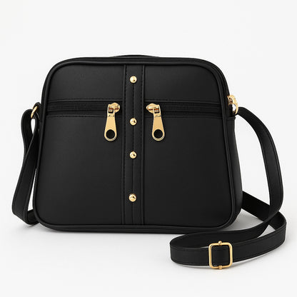 Black Genuine Leather Sling Bag For Women