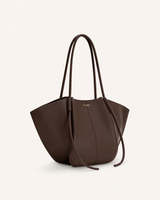 YARI Dark Chocolate Vegan Leather Oversized Tote Bag