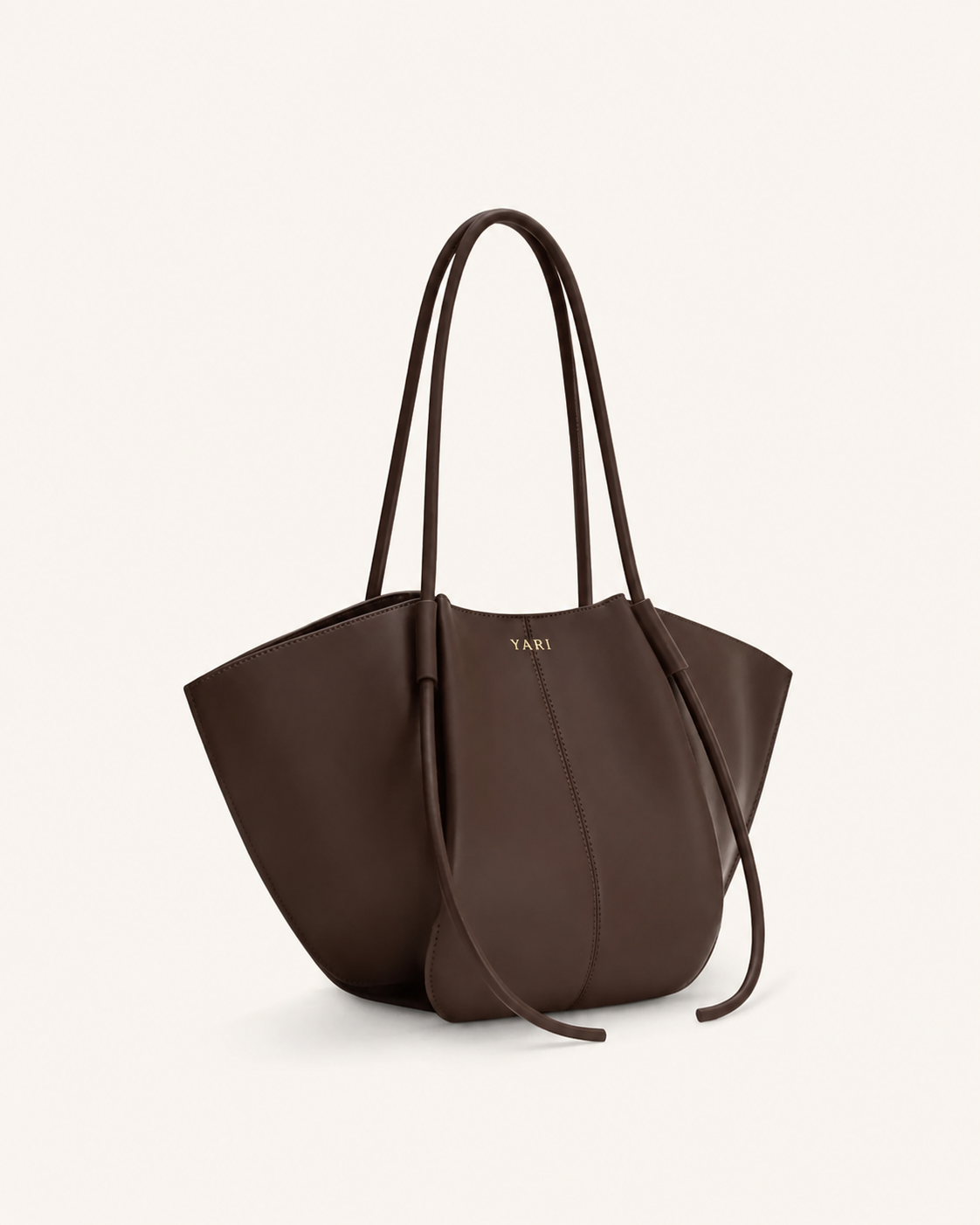 YARI Dark Chocolate Vegan Leather Oversized Tote Bag