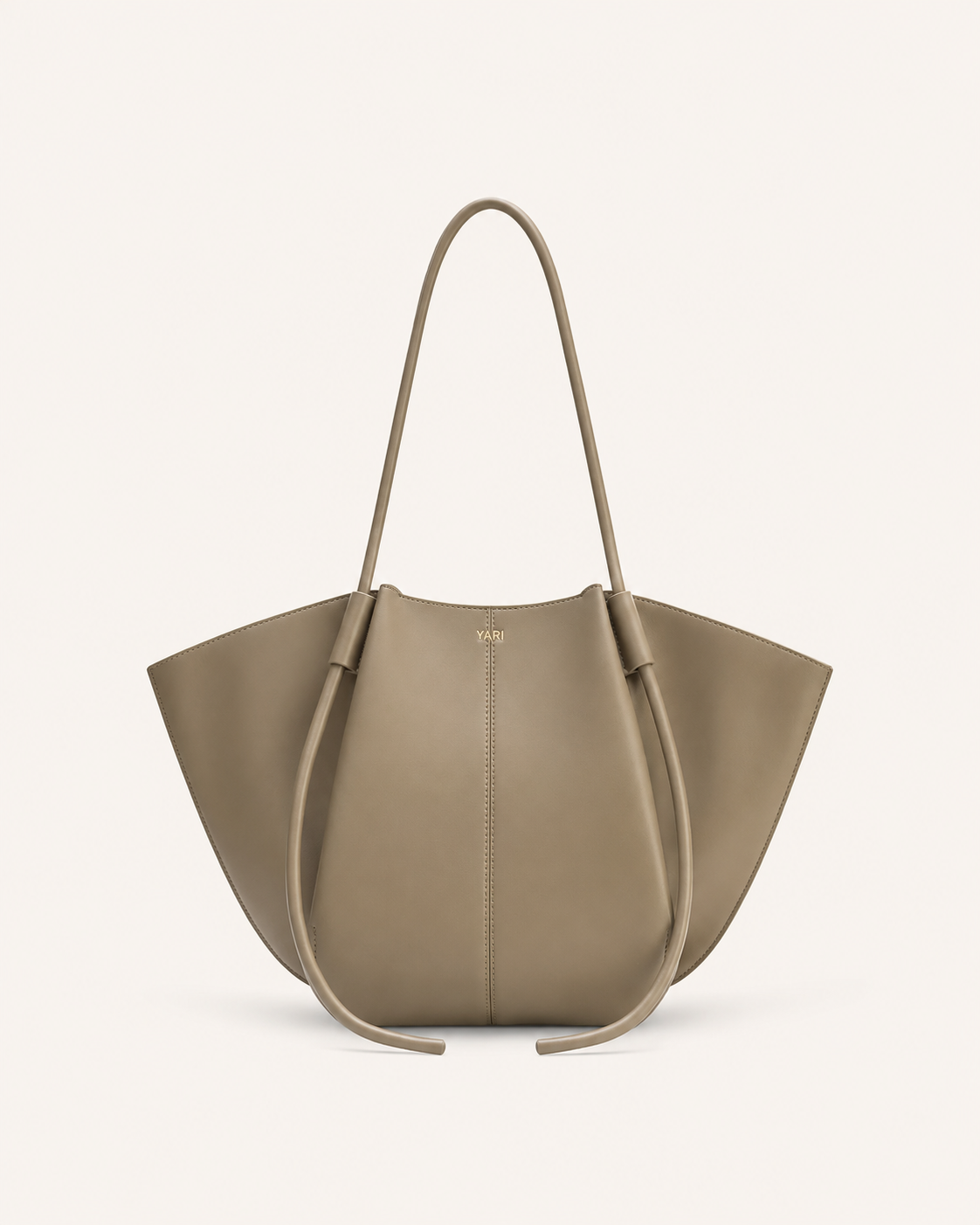 YARI Taupe Vegan Leather Oversized Tote Bag