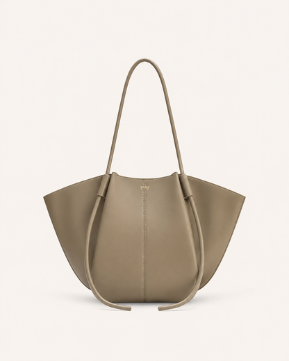 YARI Taupe Vegan Leather Oversized Tote Bag